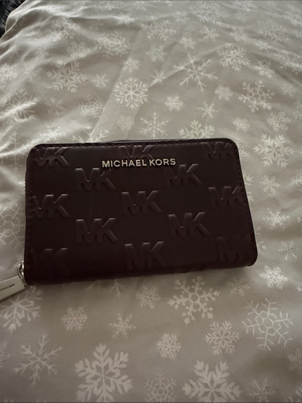 Michael Kors Plum Embossed MK Zip Wallet